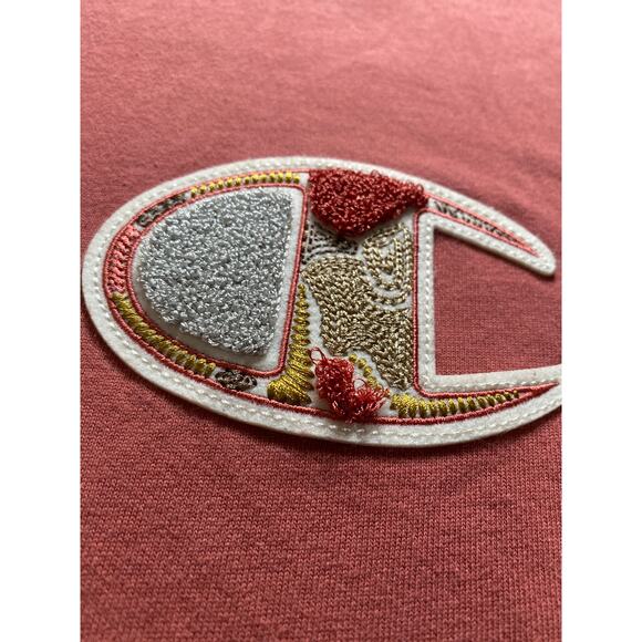 Champion T- Shirt Men Large Mixed Motif Logo Short Sleeve Dusty Rose Casual - Picture 6 of 9